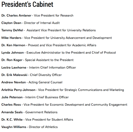 Figure 1: Current KSU President's Cabinet