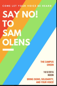 Poster advertising student protest on Monday, October 3rd